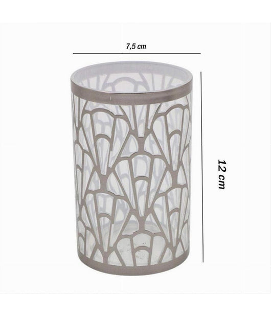 Bicchiere Porta Spazzolini Accessorio Bagno Argento Contemporaneo Arredo 59101         