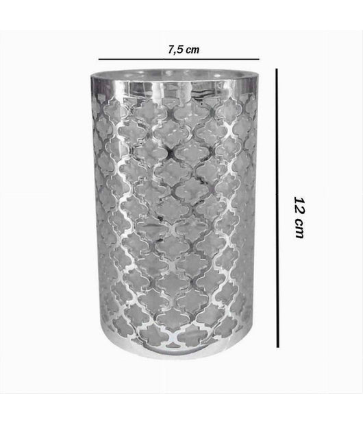 Bicchiere Porta Spazzolini Accessorio Bagno Argento Stile Barocco Arredo 59107         