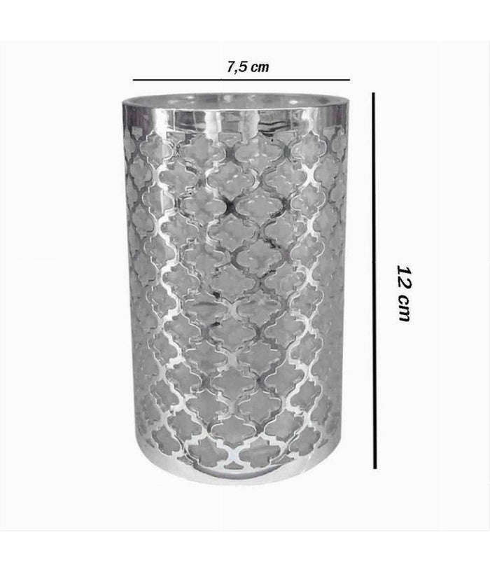 Bicchiere Porta Spazzolini Accessorio Bagno Argento Stile Barocco Arredo 59107         