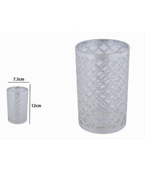 Bicchiere Porta Spazzolini Accessorio Bagno Argento Stile Barocco Arredo 59107         