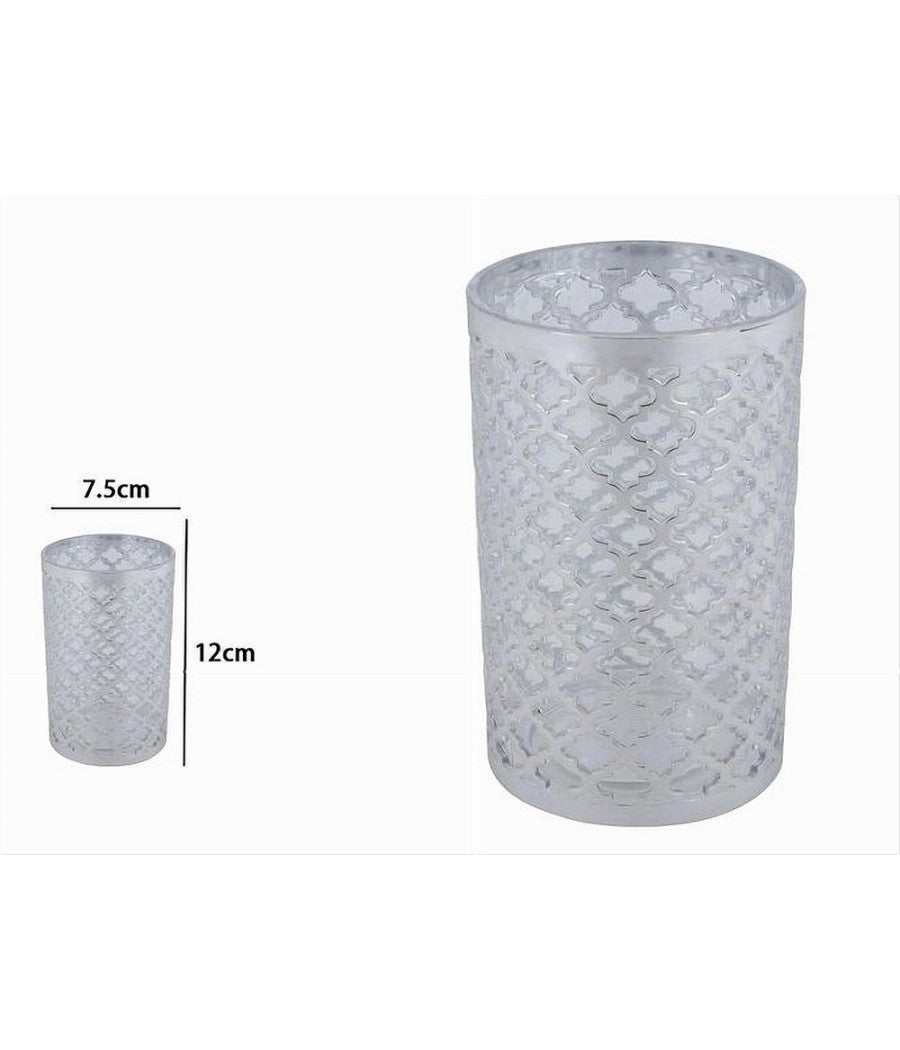 Bicchiere Porta Spazzolini Accessorio Bagno Argento Stile Barocco Arredo 59107         