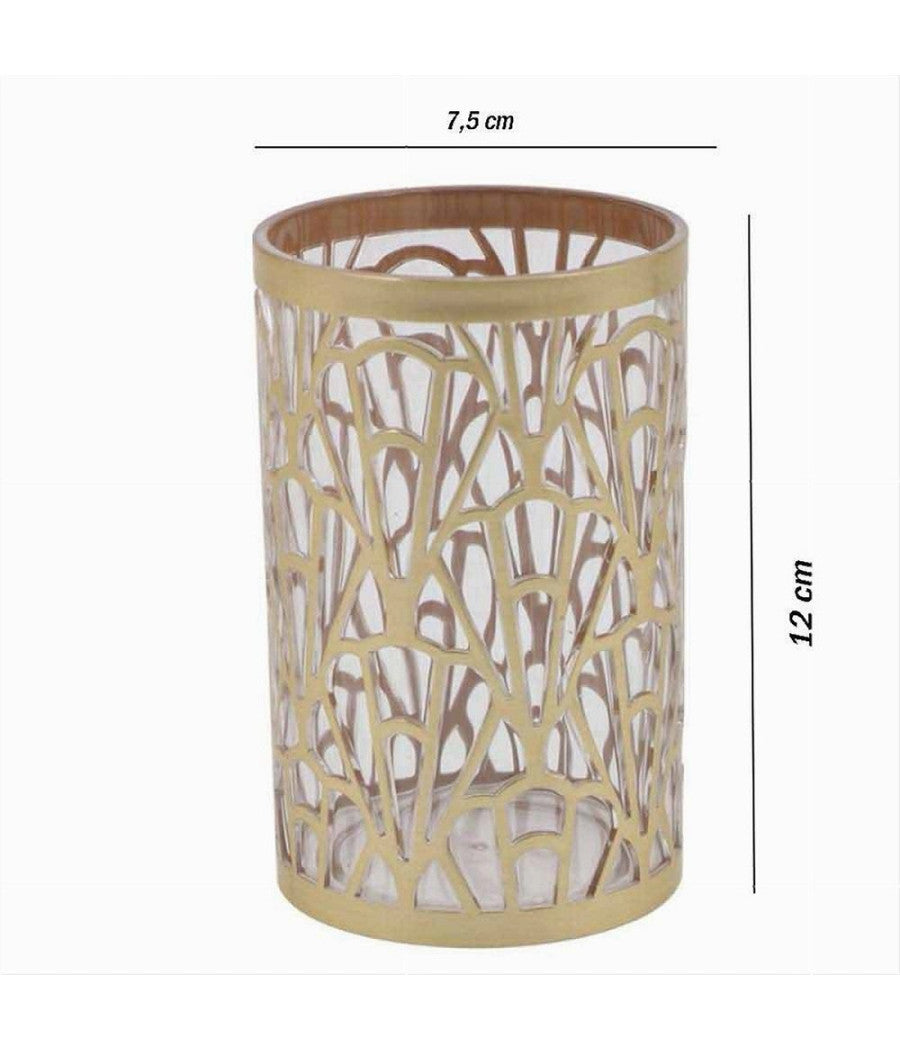 Bicchiere Porta Spazzolini Accessorio Bagno Oro Stile Contemporaneo Arredo 59098         