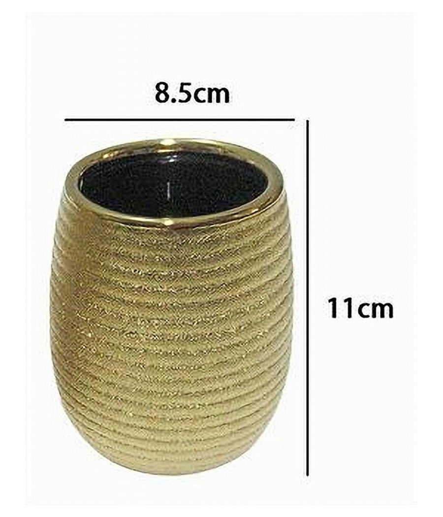 Bicchiere Porta Spazzolini Accessorio Dorato Rigato Moderno Arredo Bagno 59935         