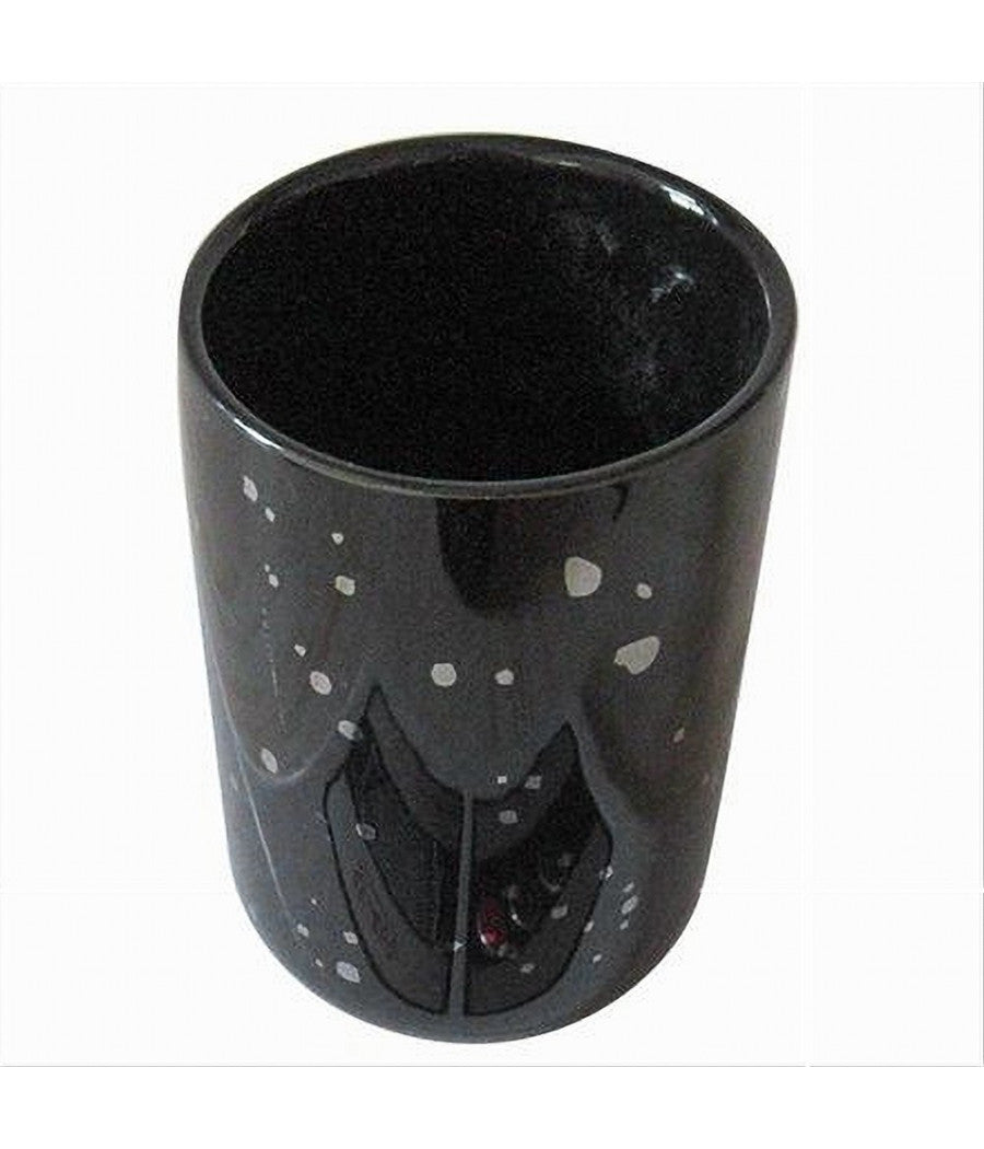 Trade Shop - Bicchiere Porta Spazzolini Accessorio Nero Macchiato Moderno Arredo Da Bagno 59927 -