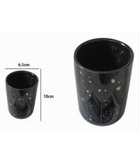 Trade Shop - Bicchiere Porta Spazzolini Accessorio Nero Macchiato Moderno Arredo Da Bagno 59927 -