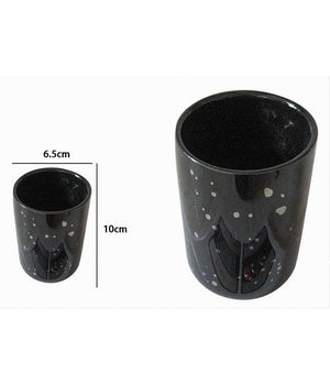 Trade Shop - Bicchiere Porta Spazzolini Accessorio Nero Macchiato Moderno Arredo Da Bagno 59927 -