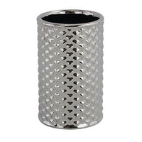 Trade Shop - Bicchiere Porta Spazzolini Accessorio Silver Con Effetto Cuoricini Arredo Bagno 87818         