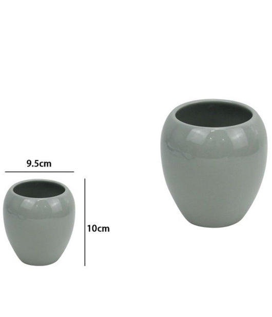 Bicchiere Porta Spazzolini Ceramica Grigio Moderno Accessorio Arredo Bagno 79253         