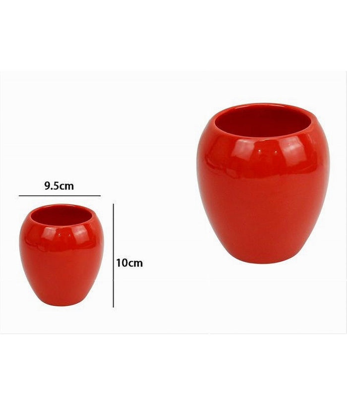 Bicchiere Porta Spazzolini Ceramica Rosso Moderno Accessorio Arredo Bagno 79261         
