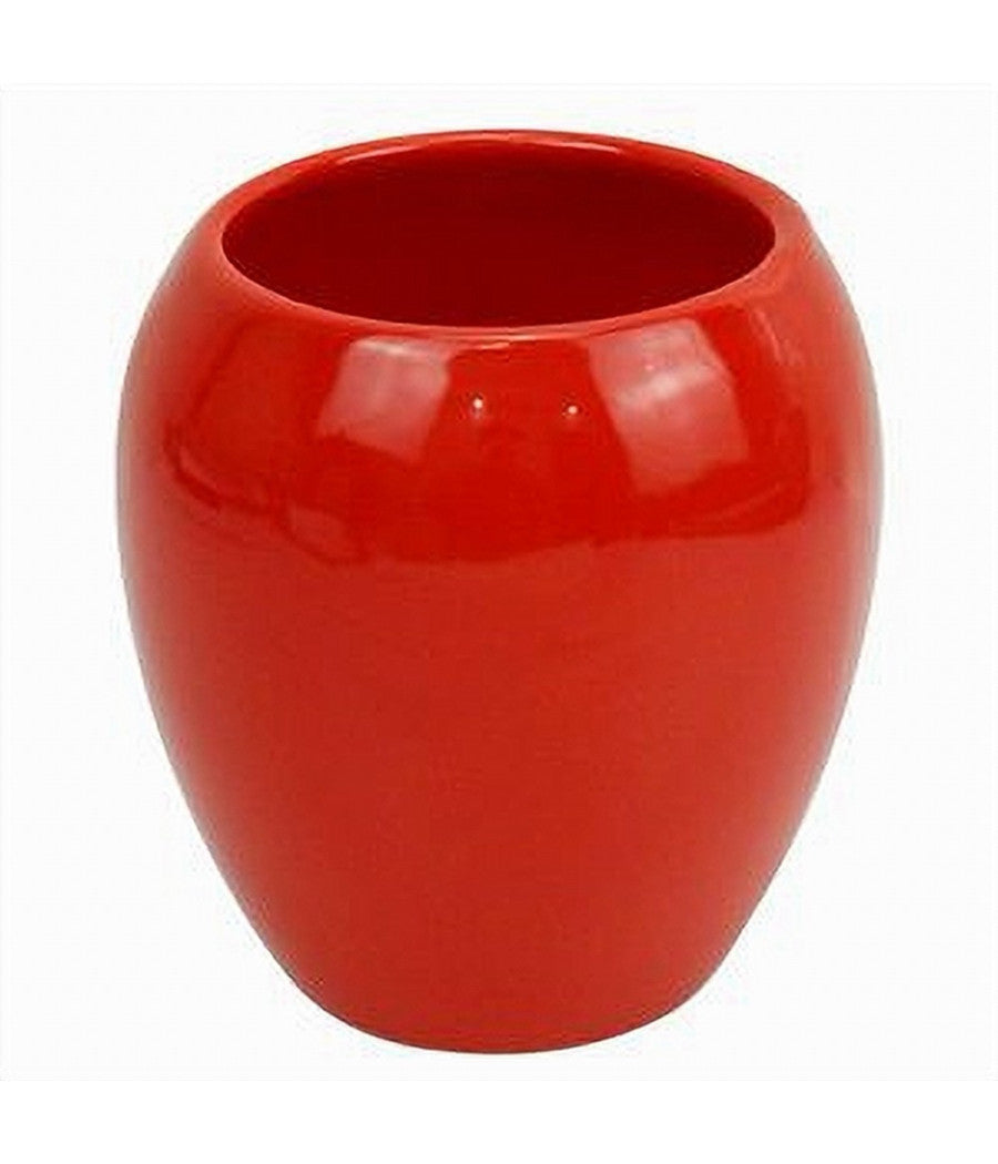 Bicchiere Porta Spazzolini Ceramica Rosso Moderno Accessorio Arredo Bagno 79261         