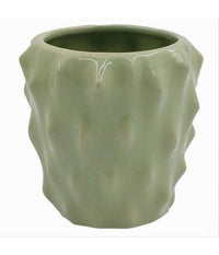 Bicchiere Porta Spazzolini Ceramica Verde Effetto Cactus Accessorio Bagno 79934         