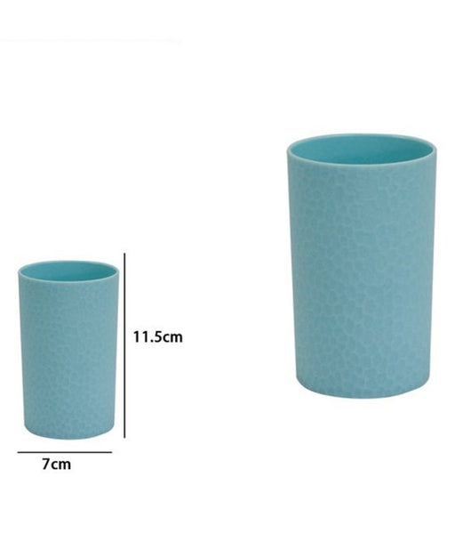 Bicchiere Porta Spazzolini Colore Azzurro Lavorato Accessori Arredo Bagno 79795         