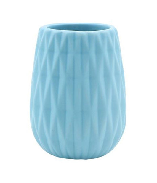 Bicchiere Porta Spazzolini Colore Azzurro Lavorato Accessori Arredo Bagno 79943         