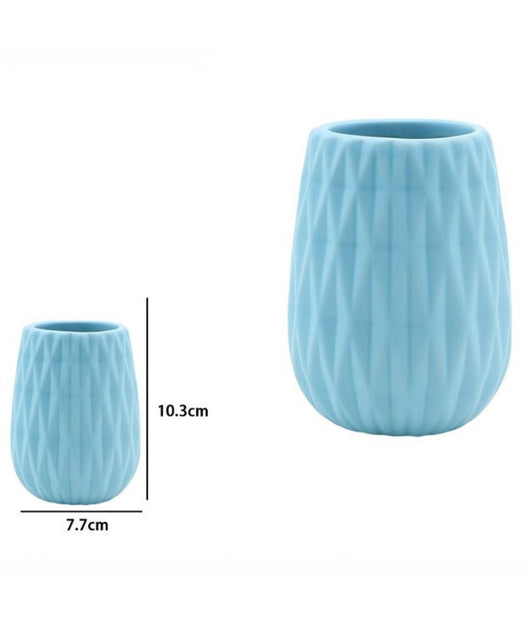 Bicchiere Porta Spazzolini Colore Azzurro Lavorato Accessori Arredo Bagno 79943         