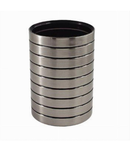 Bicchiere Porta Spazzolini Da Denti Argento A Righe Moderno Arredo Bagno 10390         