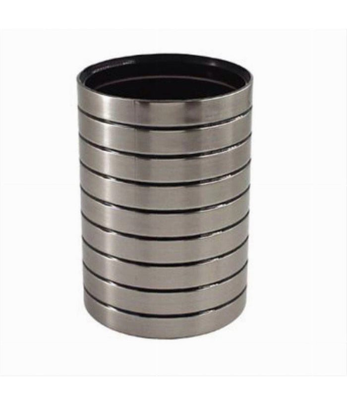 Bicchiere Porta Spazzolini Da Denti Argento A Righe Moderno Arredo Bagno 10390         