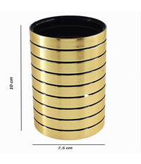 Bicchiere Porta Spazzolini Da Denti Oro A Righe Stile Moderno Arredo Bagno 10386         