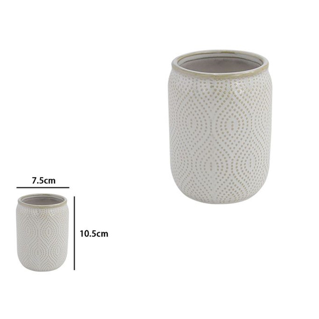 Trade Shop - Bicchiere Porta Spazzolini Dentifricio Arredo Da Bagno Bianco Design Etnico 87791         