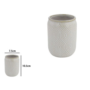 Trade Shop - Bicchiere Porta Spazzolini Dentifricio Arredo Da Bagno Bianco Design Etnico 87791         