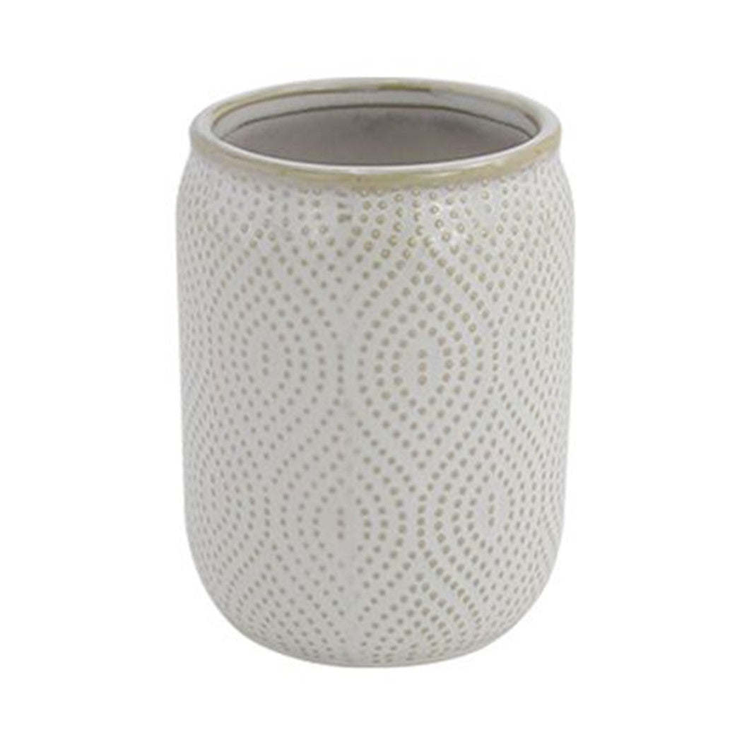 Trade Shop - Bicchiere Porta Spazzolini Dentifricio Arredo Da Bagno Bianco Design Etnico 87791         