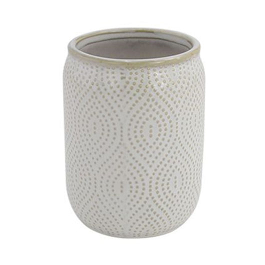 Trade Shop - Bicchiere Porta Spazzolini Dentifricio Arredo Da Bagno Bianco Design Etnico 87791         