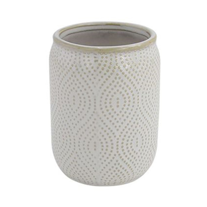 Trade Shop - Bicchiere Porta Spazzolini Dentifricio Arredo Da Bagno Bianco Design Etnico 87791         