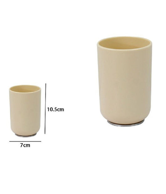 Bicchiere Porta Spazzolini Dentifricio Beige Silver Accessori Arredo Bagno 79882         