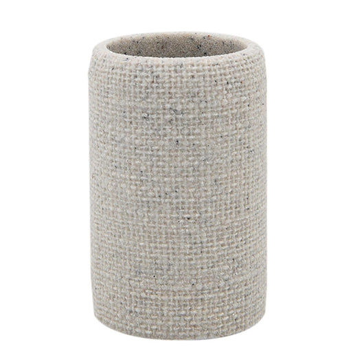 Trade Shop - Bicchiere Porta Spazzolini Dentifricio Effetto Tela Juta Intrecciato Naturale Bagno 87827         