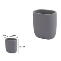 Trade Shop - Bicchiere Porta Spazzolini Dentifricio Piatto Grigio Arredo Bagno Accessorio 87810         