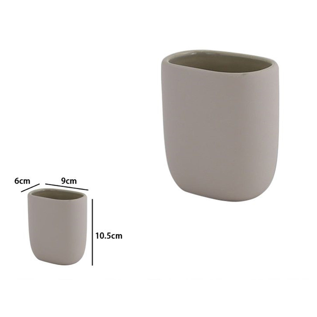 Trade Shop - Bicchiere Porta Spazzolini Dentifricio Piatto Tortora Arredo Bagno Accessorio 87814         