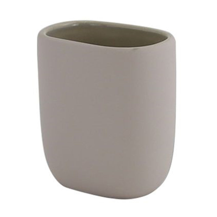 Trade Shop - Bicchiere Porta Spazzolini Dentifricio Piatto Tortora Arredo Bagno Accessorio 87814         