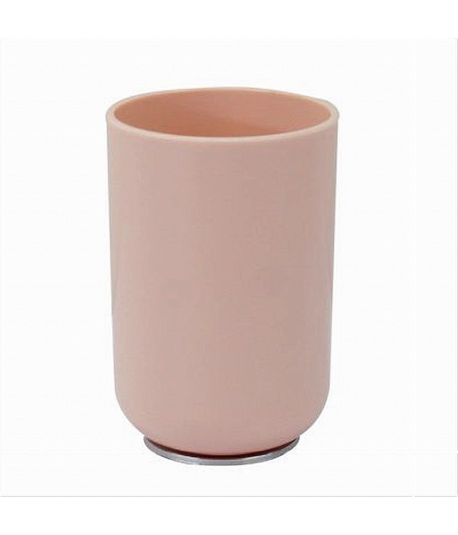 Bicchiere Porta Spazzolini Dentifricio Rosa Silver Accessori Arredo Bagno 79870         