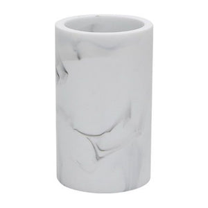 Trade Shop - Bicchiere Porta Spazzolini Effetto Marmo Bianco Accessorio Arredo Da Bagno 87830         