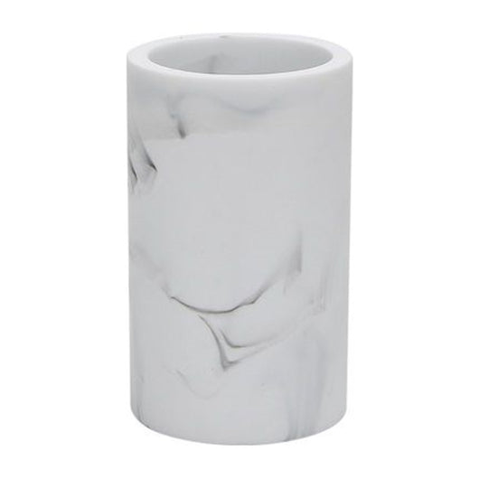 Trade Shop - Bicchiere Porta Spazzolini Effetto Marmo Bianco Accessorio Arredo Da Bagno 87830         