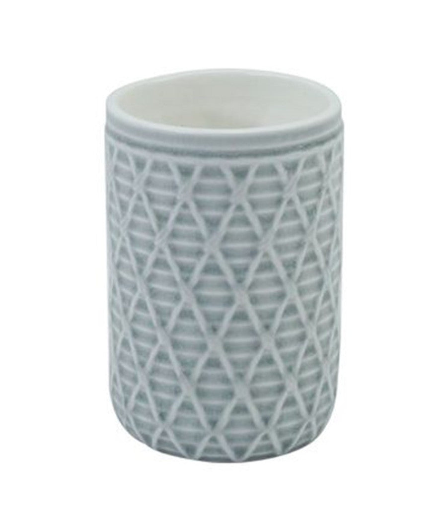 Bicchiere Porta Spazzolini Grigio Con Effetto Rete Accessorio Bagno Arredo 79279         