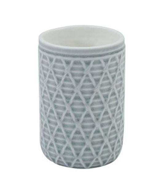 Bicchiere Porta Spazzolini Grigio Con Effetto Rete Accessorio Bagno Arredo 79279         
