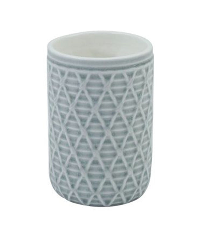 Bicchiere Porta Spazzolini Grigio Con Effetto Rete Accessorio Bagno Arredo 79279         