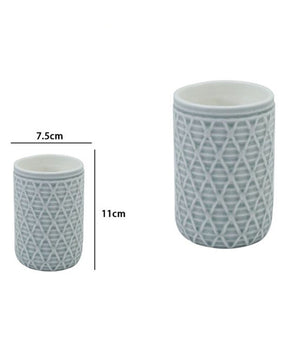 Bicchiere Porta Spazzolini Grigio Con Effetto Rete Accessorio Bagno Arredo 79279         