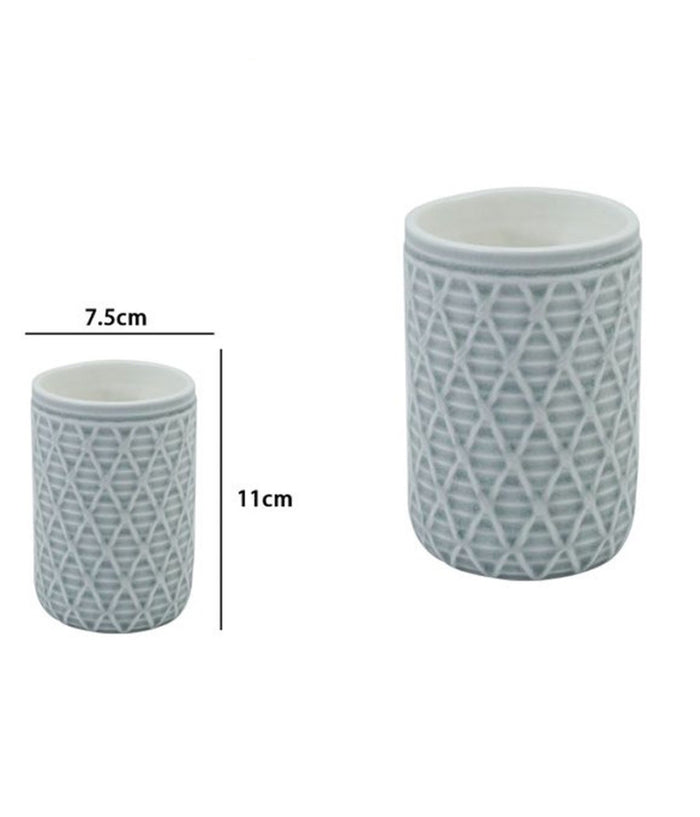 Bicchiere Porta Spazzolini Grigio Con Effetto Rete Accessorio Bagno Arredo 79279         