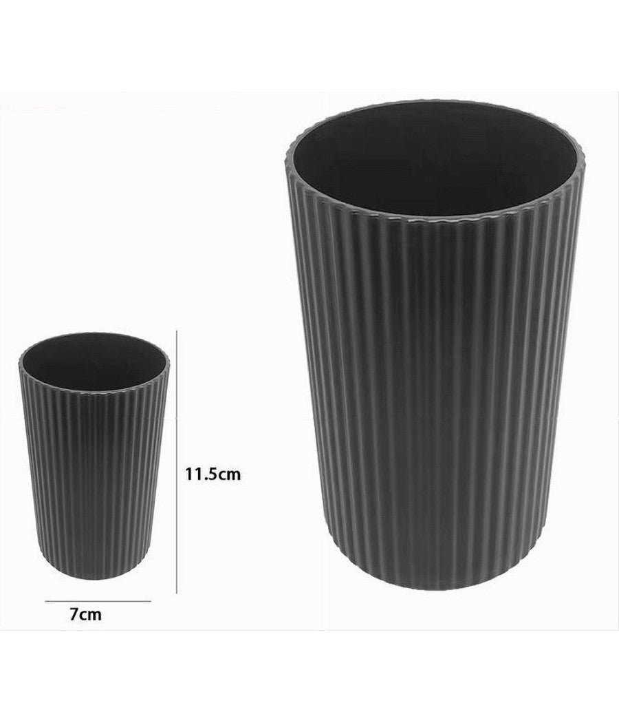 Bicchiere Porta Spazzolini Grigio Scuro Rigato Accessori Per Arredo Bagno 79171         