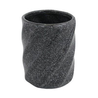 Trade Shop - Bicchiere Porta Spazzolini In Ceramica Rigato Marmo Nero Accessori Arredo Bagno 87795         