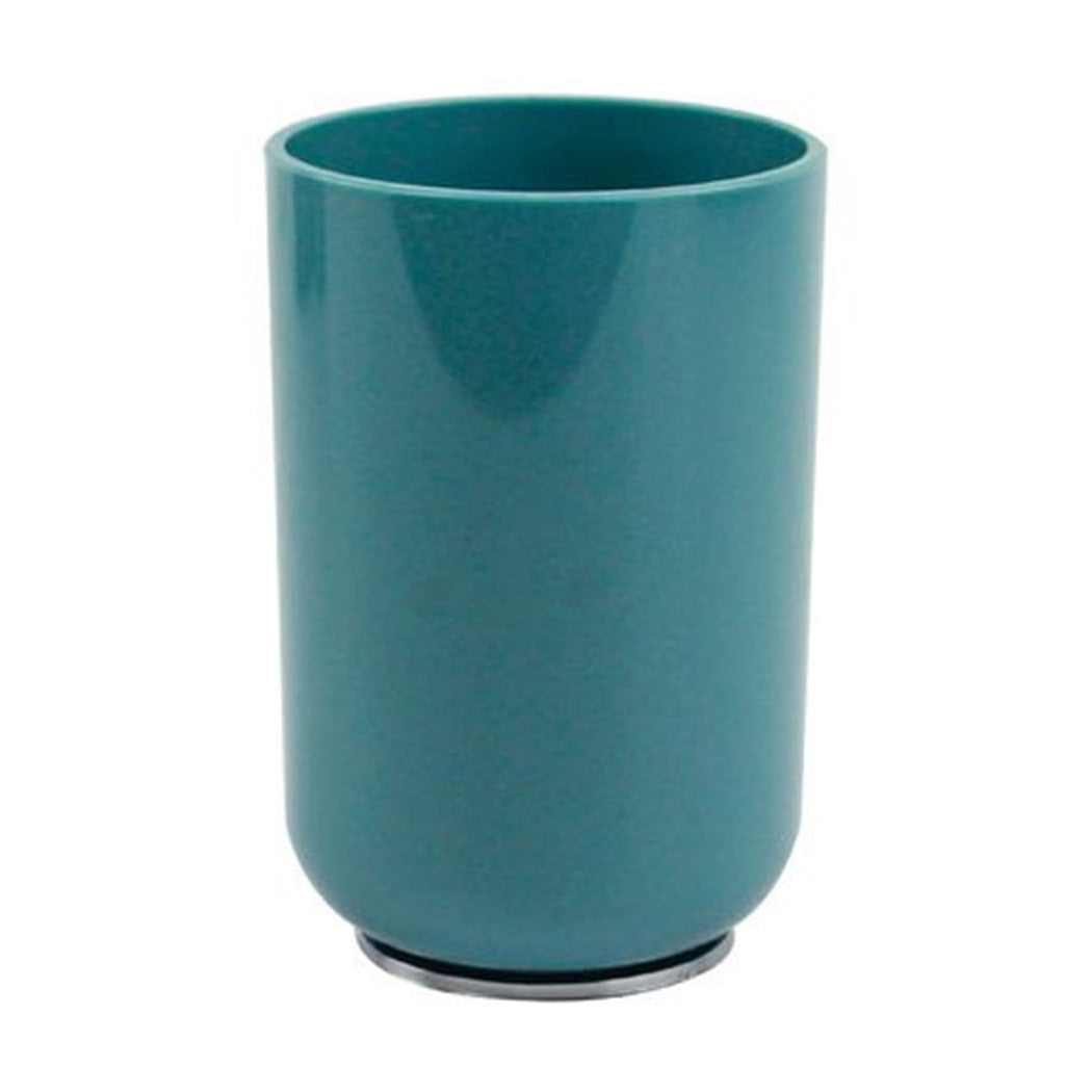 Trade Shop - Bicchiere Porta Spazzolini Verde Petrolio Silver Accessori Arredo Bagno 69475 -