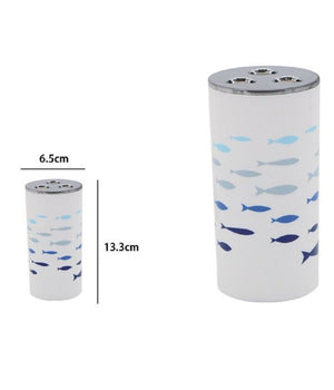 Bicchiere Porta Spazzolino 3 Fori In Plastica Accessorio Bagno Pesciolini 69882         