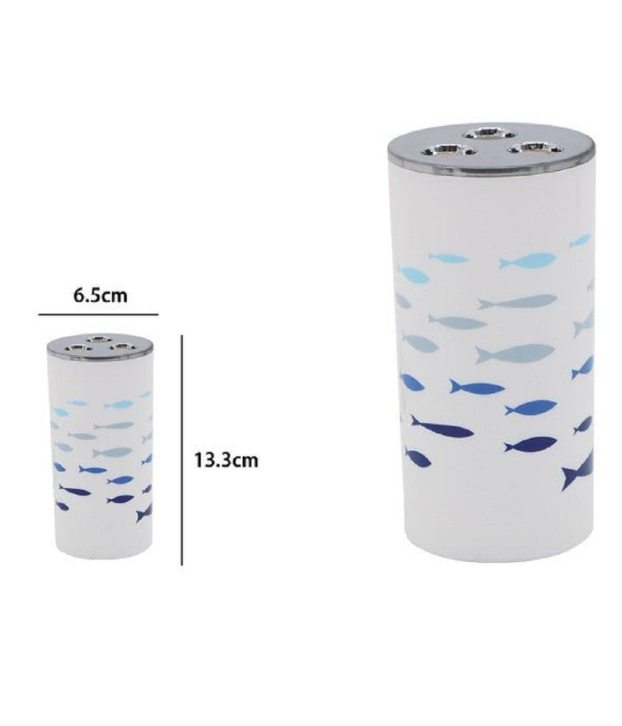 Bicchiere Porta Spazzolino 3 Fori In Plastica Accessorio Bagno Pesciolini 69882         