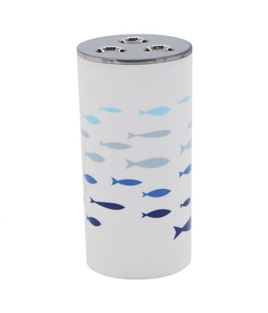 Bicchiere Porta Spazzolino 3 Fori In Plastica Accessorio Bagno Pesciolini 69882         