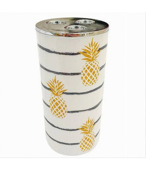 Bicchiere Porta Spazzolino A 3 Fori Con Ananas Accessorio Arredo Da Bagno 69759         