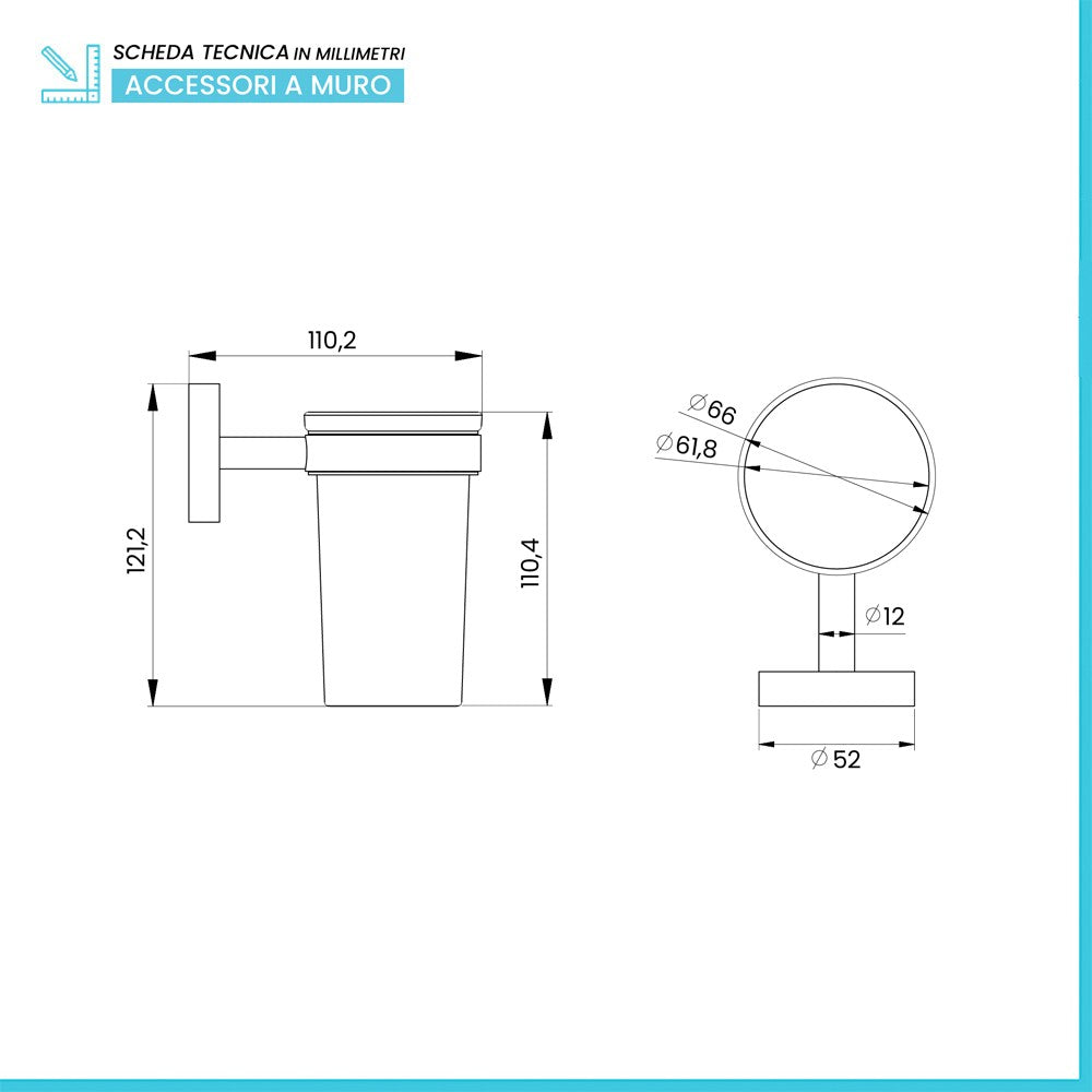 Bicchiere porta spazzolino a muro nero opaco linea Chic Black