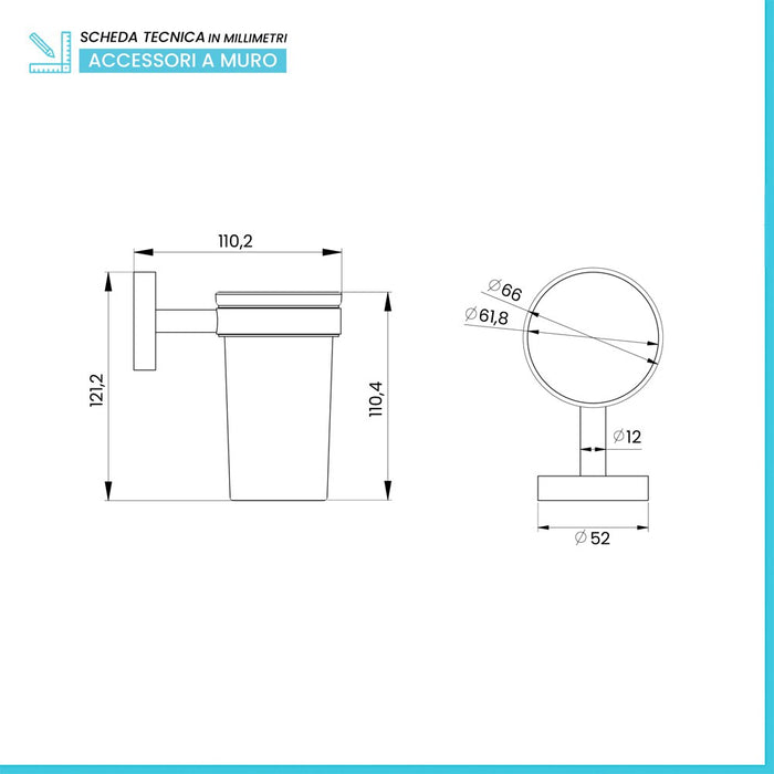 Bicchiere porta spazzolino a muro nero opaco linea Chic Black