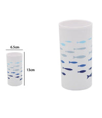 Bicchiere Porta Spazzolino Bianco In Plastica Accessorio Bagno Pesciolini 69881         