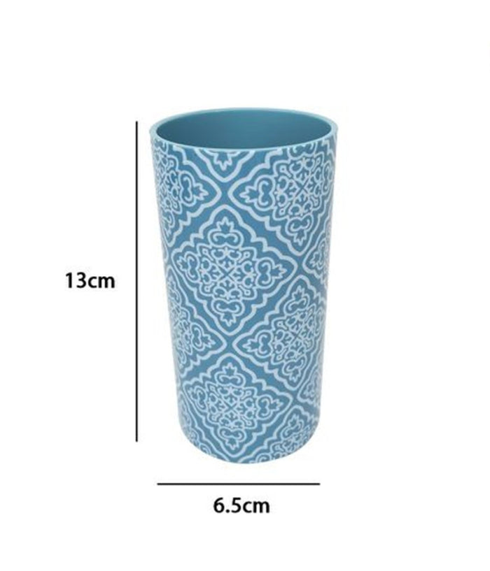 Bicchiere Porta Spazzolino Celeste Con Maioliche Accessorio Arredo Bagno 87026         